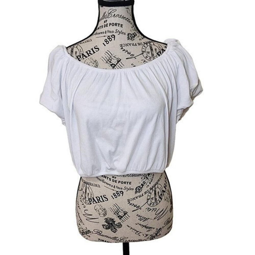 Urban Social Off the Shoulder Puff Sleeve Crop Top White Size XL